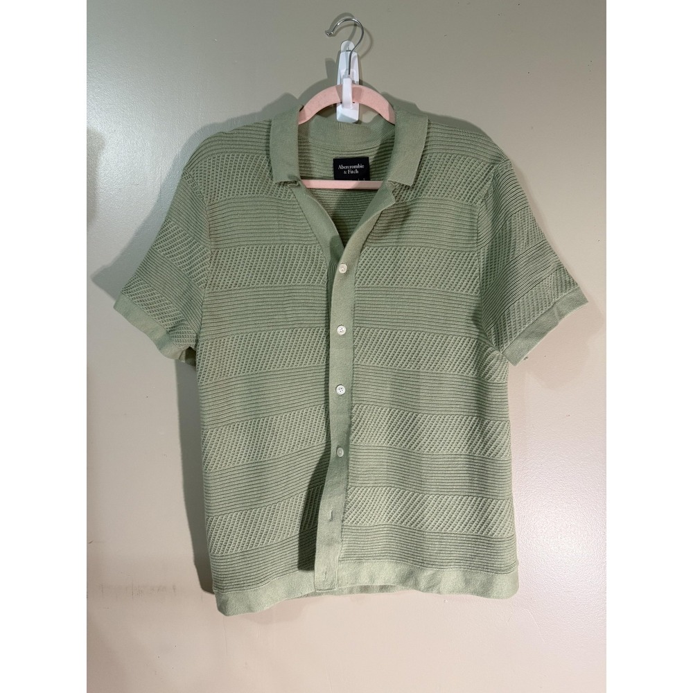 Abercrombie Fitch Cardigan Womens Small Green Striped Short Sleeve Button Front